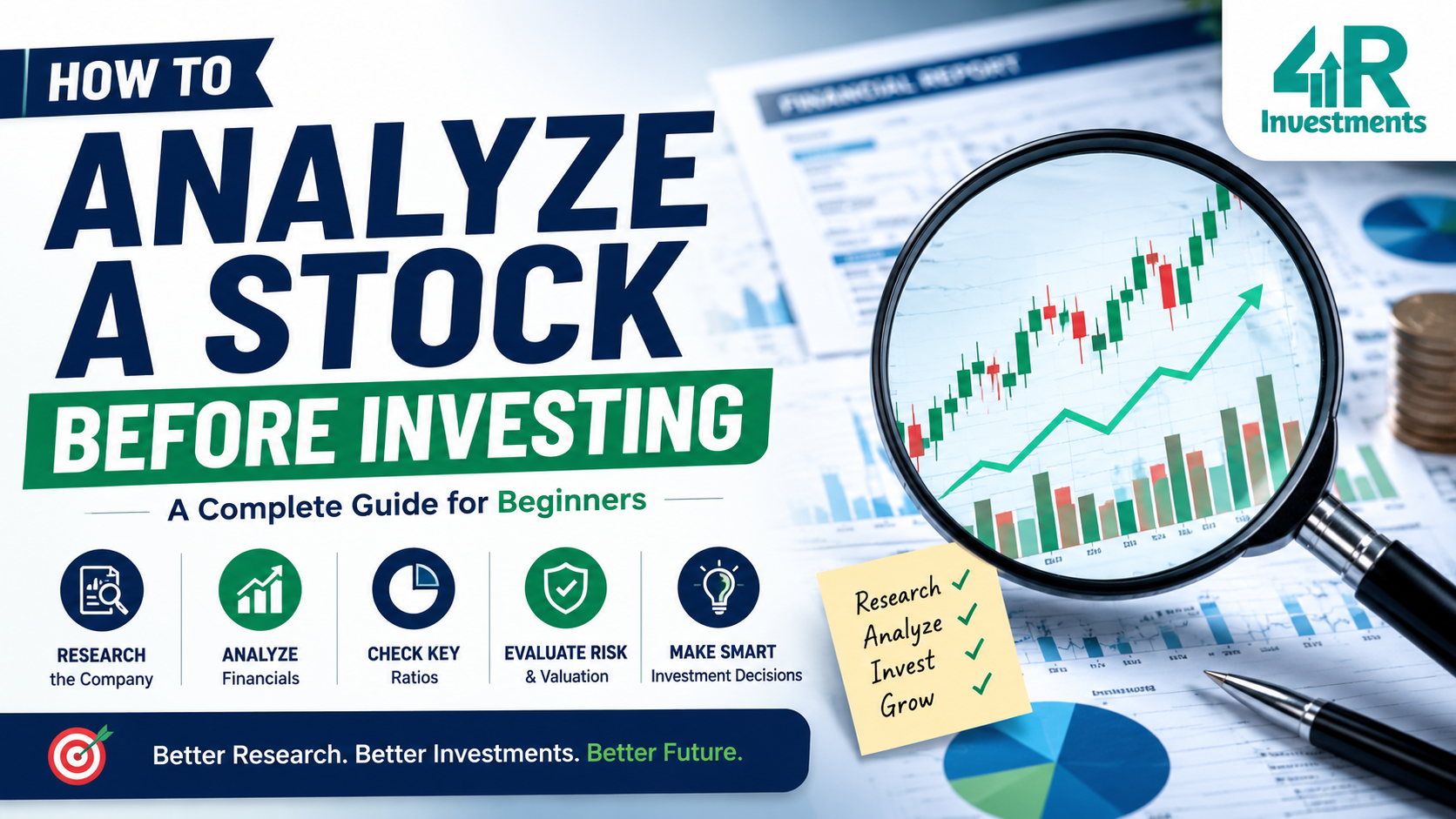 Investor analyzing stock fundamentals before investing in the stock market.